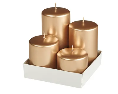 Produktbild von Adventset Stumpenkerzen Gold Ø 60 mm, 4 Stück