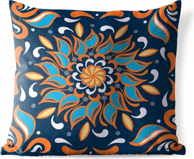 Produktbild von MuchoWow® Outdoor Kissen - Sonnenblume - Blau - Orange - Quadratisch - 45x45 cm - Wetterfest - Lounge Kissen - Fotokissen - Dekoratives Kissen