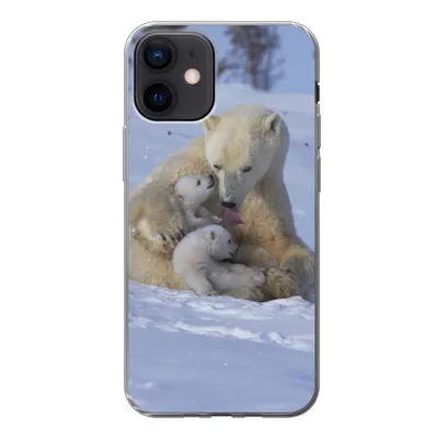 Produktbild von MuchoWow® Handyhülle Schutzhülle Hülle für iPhone 12 Eisbären - Schnee - Weiß Silikon Softcase Handy Hülle - Schutzhülle