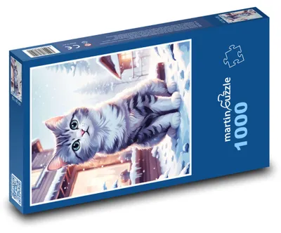 Obrázek produktu pro Puzzle 1000 Kočka v zimní krajině - martinpuzzle