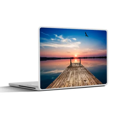 Produktbild von MuchoWow® Laptop Aufkleber Sticker Cover Steg - Wasser - Sonnenuntergang - Rosa - Horizont 25x18 cm - Laptop-Deko