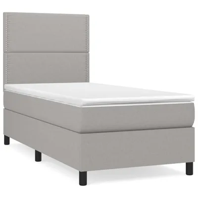 Obrázok produktu pre vidaXL Boxspring posteľ s matracom Svetlo šedá 90x200 cm Látka