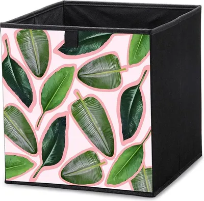 Produktbild von Textile Aufbewahrungsbox Blattmuster 31x31x31