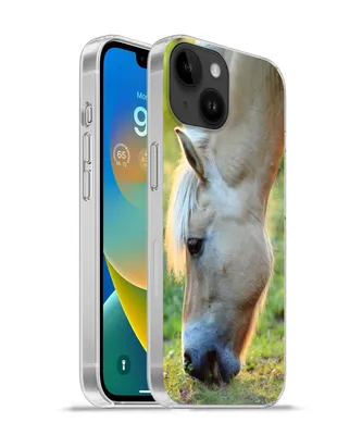 Produktbild von MuchoWow® Handyhülle Schutzhülle Hülle für Apple iPhone 14 - Softcase Weidendes Fjordpferd an einem Sommertag Silikon Softcase Handy Hülle - Mobiltelefonhülle