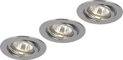 Produktbild von 3er Set Einbaustrahler, Metall Chrom, GU10 Fassung, D 9,7cm
