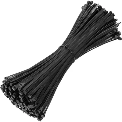 Obrázok produktu pre Stiahovacie pásky, 300 mm x 3,6 mm, 150 kusov, čierna, UV odolné, nylon