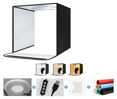 Obrázek produktu pro Foto box 40x40 cm skládací fotografický stan s 3 pozadími v různých barvách