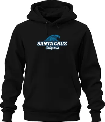 Produktbild von Santa Cruz California Surfen Welle Strand Küste Surfer Vintage Uni Hoodie Kapuzenpullover, Schwarz, L