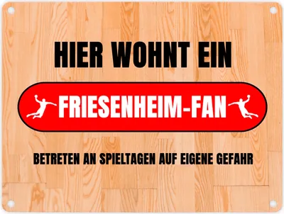 Produktbild von Hier wohnt ein Friesenheim-Fan Metallschild in 15x20 cm mit Turnhallenboden