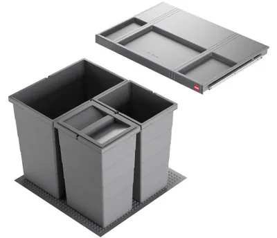 Zdjęcie produktu dla Pojemnik na śmieci Hailo 3301681 Allegro 430, pojemność 2 x 13 + 28 litrów, kolor ciemnoszary
