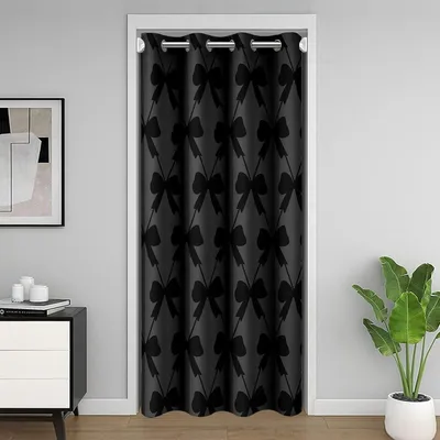 Obrázek produktu pro Záclona na dveře, obloukový vzor, černá barva, rozměry 86 x 203 cm