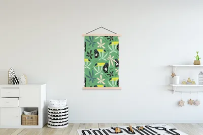 Produktbild von MuchoWow® Textilposter Tukan - Blätter - Grün 120x180 cm mit holzfarbenen Rahmen - Textil-Plakat