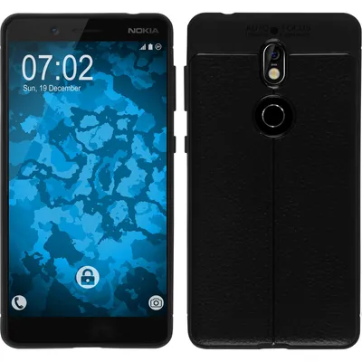 Produktbild von PhoneNatic Case kompatibel mit Nokia 7 - schwarz Silikon Hülle Lederoptik Cover