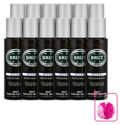 Imagen del producto de 12 aerosoles desodorantes Brut Musk, 200 ml cada uno, pack ahorro