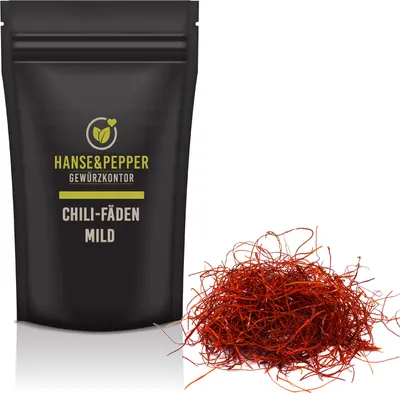 Produktbild von 50g Chilifäden mild Chilli Chili Fäden Chili Streifen zum dekorieren natürlich vom Hanse&Pepper Gewürzkontor - Gourmet Serie
