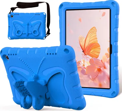 Obrázek produktu pro Dětské pouzdro pro Amazon Fire HD 8 / Fire HD 8 Plus 2022/2020 8,0", lehké EVA pouzdro proti nárazům s ramenním popruhem a motýlkovým stojánkem Modrá