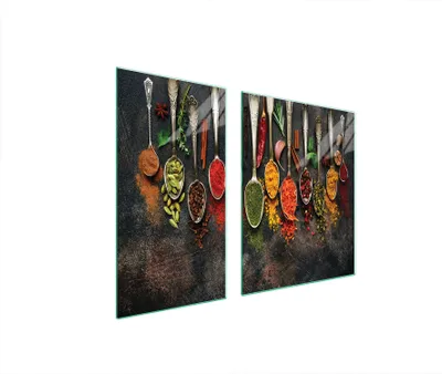 Produktbild von Herdabdeckplatten 2 teilig 90x52 Glaskeramikkochfeld Abdeckung Glas Schneidebrett Gewürze Schiefer