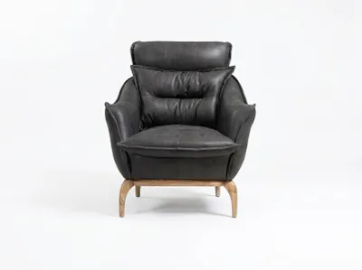 Obrázek produktu pro Křeslo, moderní design, černé barvy, pohodlné, čalouněné, křeslo do obývacího pokoje