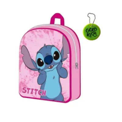 Produktbild von Goldkids - Rucksack Kinder Schultasche Kindergarten mit Aufdruck Kinderrucksack für Mädchen - Kinder Geschenk inkl. leuchtende Anhänger - Stitch Motiv
