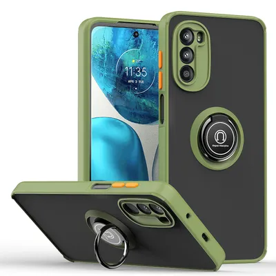 Obrázek produktu pro Pouzdro pro Motorola Moto G52 matné průsvitné TPU pouzdro s prstencovým držákem a stojánkem Armádní zelená