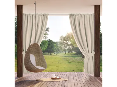 Produktbild von Eurofirany Vorhang GARDEN Waserfeste Outdoorvorhänge Terassenvorhänge hellbeige 155x200 cm Tunneldurchzug Tunnelzug