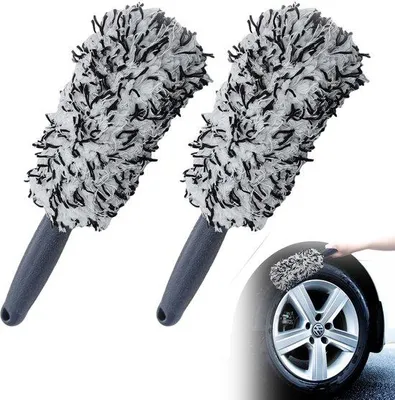 Image de Brosse de nettoyage pour jantes, brosse plate, lot de 2, voiture