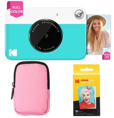 Produktbild von KODAK Printomatic Vollfarb-Sofortdruckkamera-Starterpaket + Softcase + Zink-Foto