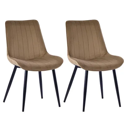Image de HOMAVO Chaise de salle à manger - Chaise confortable en velours ou similicuir, ergonomique, structure métallique, assise large 47×43 cm, facile à monter, lot de 2