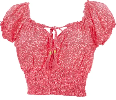 Produktbild von Blusentop Boho Chic, Seidige Hippie Bluse - Himbeer, Damen, Rot, Polyester, Blusen & Tunikas