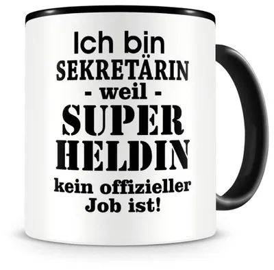 Productafbeelding van Koffiemok - Met ontwerp van een secretaresse - Geschikt voor kantoor en dagelijks gebruik - Zwart - 300 ml