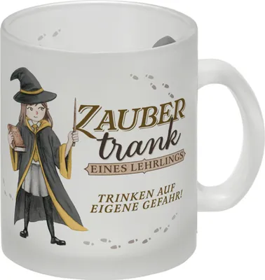 Produktbild von Zaubertrank Glas Tasse mit Zauberschülerrin in gelb