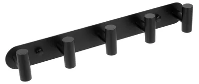 Kleiderhaken Wandmontage, Edelstahl, Schwarz, 5 Haken