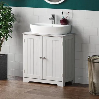 Produktbild von Badschrank Unter dem Waschbecken - Freistehender Aufbewahrungsschrank - Weiß - Holz
