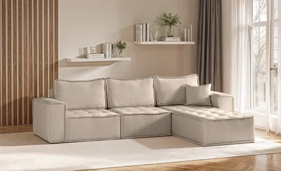 Produktbild von Ecksofa Modulsofa 3-teilig SANDE Stoff Alpine Toffee Ottomane Rechts