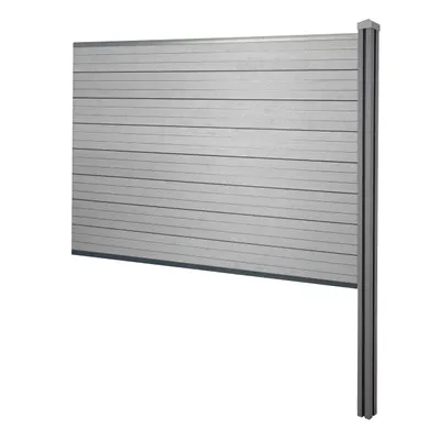 Produktbild von WPC-Sichtschutz Savoie, Zaun Windschutz, WPC-Pfosten zum Einbetonieren  Erweiterungselement, 188cm grau