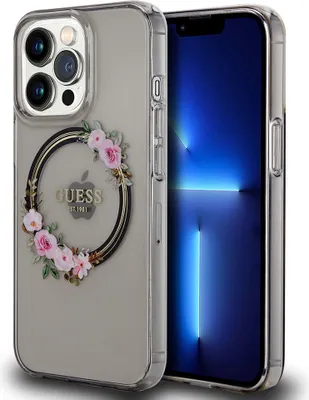 Produktbild von Guess iPhone 13 Pro Back cover case - Magsafe IML flowers - Black