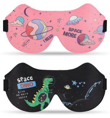 Produktbild von Schlafmaske für Kinder, 2er-Pack 3D-Schlafbrillen für Kinder, weiche Schlafmaske mit verstellbarem Kopfband für Jungen und Mädchen für Reisen, Nickerchen und Camping (rosa + schwarz)