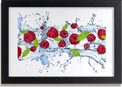 Produktbild von Bild 30x20 MDF-Rahmen, Wandkunst Himbeeren und Wasser