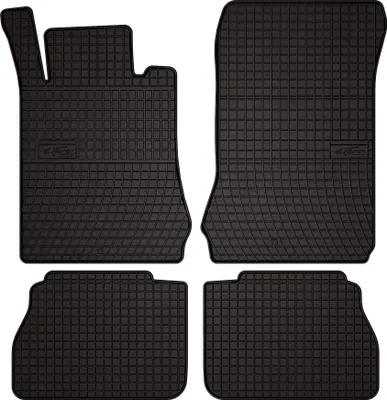 Produktbild von Gummifußmatten passend für Mercedes E W210 (Limousine, Kombi, Bj. 1995-2003) –  schwarz, passgenau, mit Befestigungen set 4 Stk. - Gummi-Automatten