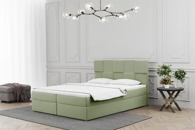 Produktbild von Boxspringbett Schlafzimmerbett JOLIE 120x220cm in Stoff Matt Velvet Pistazie