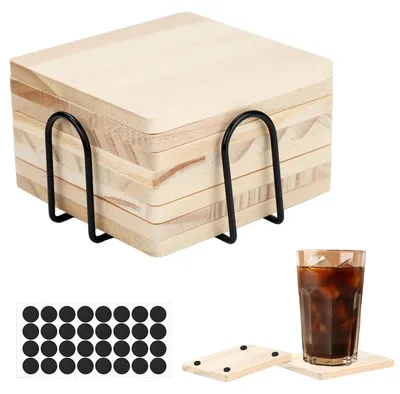 Holz-Untersetzer 8 Stück, quadratisch, für DIY und Gravur