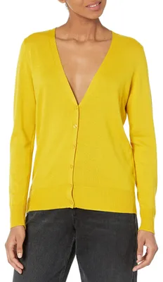 Produktbild von A. Essentials Damen Leichter Cardigan-Pulli, Dunkelgelb, S