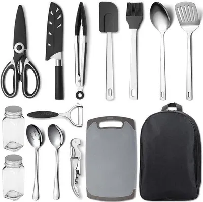 Produktbild von Kompaktes 15-teiliges Kochgeschirr-Set für Camping und Wandern