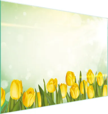Immagine prodotto di Tagliere Piastra copriforno Tagliere multiglass 30x22 cm Tulipani Giallo