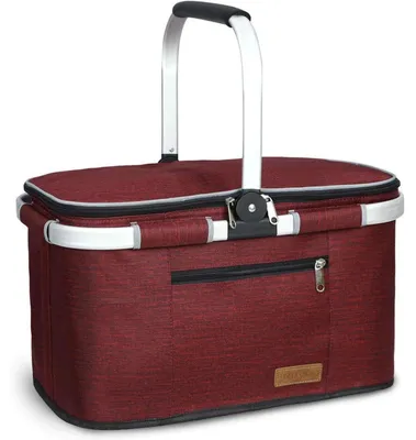 Immagine prodotto di Borsa termica per la spesa, capacità 35 litri, borsa per il pranzo, isolata, colore rosso vino