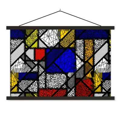Produktbild von MuchoWow® Textilposter Mondrian - Glasmalerei - Alte Meister - Kunstwerk - Abstrakt - Malerei 150x100 cm mit schwarzem Rahmen - Schlafzimmer