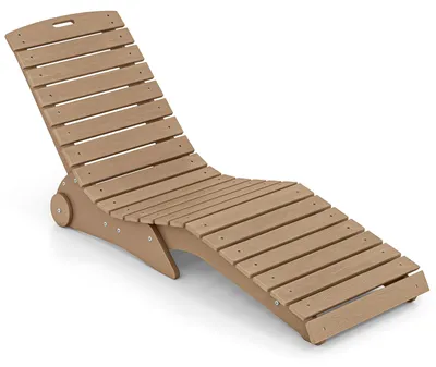 Produktbild von COSTWAY Sonnenliege wetterfest, ergonomische Gartenliege mit Rollen, Liegestuhl aus HDPE, Terrassenliege bis 205kg belastbar, Relaxliege Braun