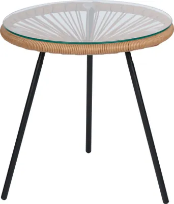 Image de Arti Casa Table d'appoint Acapulco Table de salon avec plateau en verre - Table basse ronde Ø45x45 cm - Table moderne