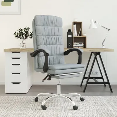 Produktbild von vidaXL Bürostuhl mit Liegefunktion Hellgrau Stoff - Bürostuhl Mit Liegefunktion - Bürostühle Mit Liegefunktion - Bürostuhl Mit Relaxfunktion - Schreibtischstuhl