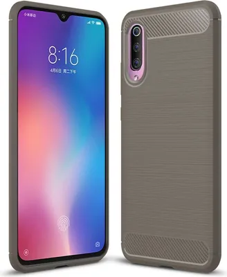 Produktbild von Xiaomi Mi 9 TPU Case Carbon Fiber Optik Brushed Schutz Hülle Grau